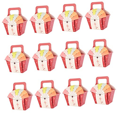 WATIIFUFU 25Er Boxen Süßigkeiten Box Geschenktüten aus braunem Papier Gast Verpackungsbeutel Papiertüte packing boxes verpackungsbox cookies box tragbare Bonbonschachteln Geschenkkisten rot