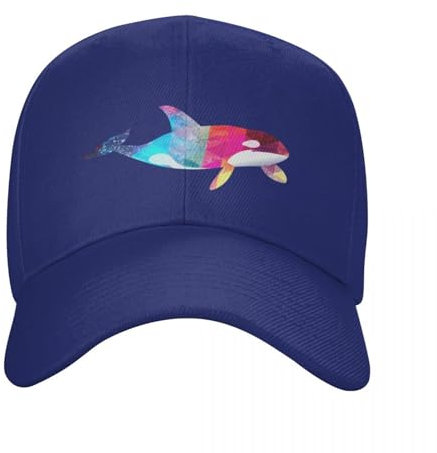 AIETPOIJ Basecap Orca Wal Liebhaber Killerwal Retro Regenbogen Polygonal Stil Baseball Cap Hut Mann Luxus Hut Frauen Männer