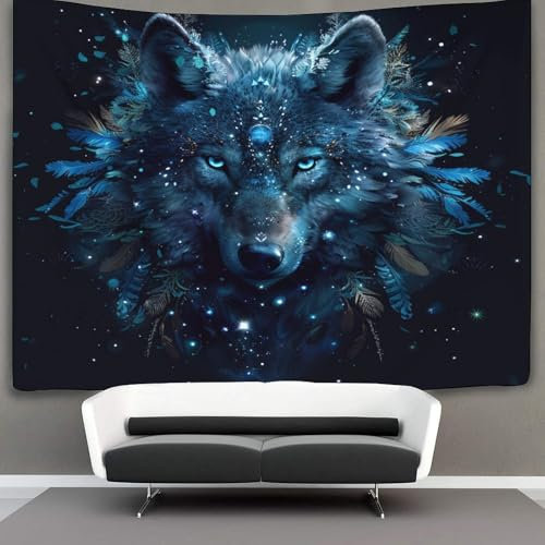 GXYUAOIEF Wolf 3D-Druck Wandteppich Poster Wanddekoration Tapestry Stoff Wand hängende Dekoration verwendet im Schlafzimmer, Wohnzimmer, Tagesdecke, Wanddekoration 70 cm x 100 cm