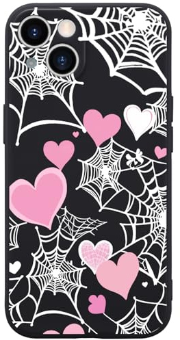 Wihytec Cobweb Phone Case for iPhone 11 Cobweb&Heart Case Cover Liquid Silicone Soft Gel Rubber Durable Matt Phone Cover with Microfiber Lining