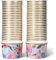 Lot de 50 Pots Glace 266 ml et Coupelles Jetables – Bols en Papier avec Motif Floral et Bord Doré – Pot à Glace Jetable, Coupelle Jetable Chaud/Froid pour Fêtes, Mariages, Desserts et Soupes