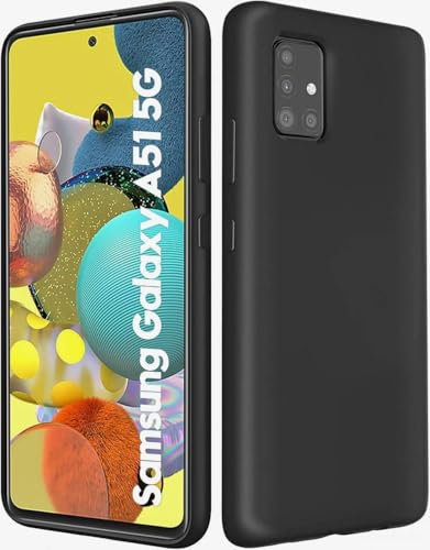 Eiselen Hülle für Samsung Galaxy A51 5G, Schwarz Ultra Dünn Soft Silikon TPU Schutzhülle, Kratzfest, rutschfest & Stoßsicher Handyhülle
