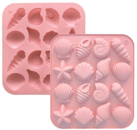 Yingjie 2 Pcs Sea Silicone Moulds, 16 Cavity Marine Creature Silicone Moulds, Pink, Silicone, Mould, Hollow Marine Creature Shapes, For DIY Soap, Ice, Candy, Chocolate