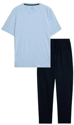 Marks & Spencer Herren Reine Baumwolle Schlafanzug Regular | Ärmellänge: Cap-Ärmel, Rundhalsausschnitt, Zum Reinschlüpfen, Leicht