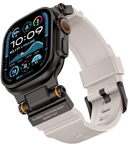 Correa robusta, compatible con Apple Watch Ultra 2/Ultra 49 mm Sport Silicona Correa de reloj para hombre, con conector de metal, correa de lujo adecuada para iWatch Ultra 2/Ultra (negro y luz de