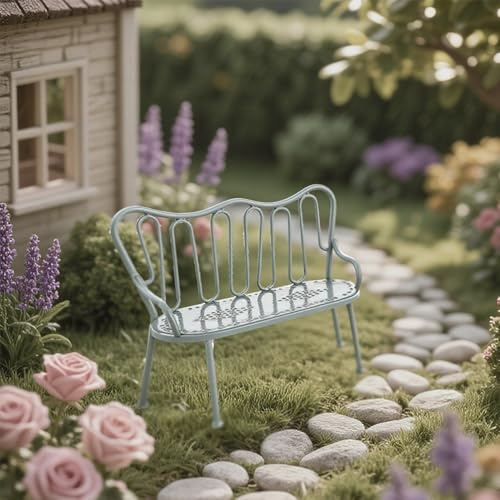 Minamzee 1:12 Puppenhaus Möbel Doppel Stuhl, Nordischer Stil Miniatur Goldener Metall Stuhl, Miniaturstuhl Möbel Deko Zubehör Für Esszimmer, Garten, Wohnzimmer (Grüner Doppelstuhl)