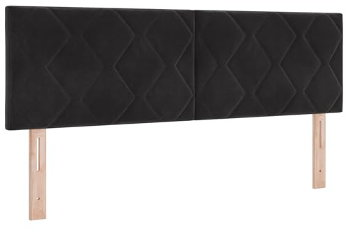 vidaXL Kopfteil Wandmontiert Geometrisch Schwarz 160 cm Samt, Moderner, höhenverstellbarer Samt-Kopfteil für stylische Schlafzimmer, platzsparendes Design, schickes Möbelstück