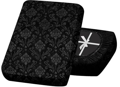SYLC Sitzkissenbezug Samt Geprägt, rutschfest Polsterbezug Mit 4 Krawatten, Stretch Bezüge Für Wohnwagenpolster Palettenkissen Ecksofa Auflagen (Black,1pc 1-Seat)