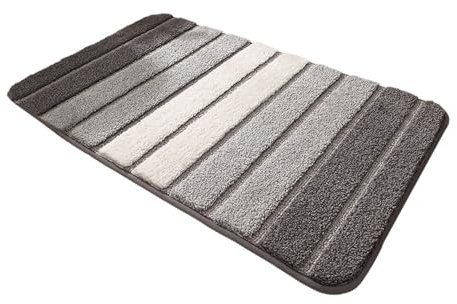 Uqezagpa Tappetino da bagno antiscivolo con motivo a righe in microfibra super assorbente lavabile in lavatrice