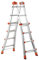 Paluplus Scala Telescopica in Alluminio, 4+4 Pioli, Altezza massima di lavoro 4,70 metri, 3 Configurazioni con Snodo in Acciaio, Piedini Antiscivolo, Portata Max 150 Kg -AL020-12