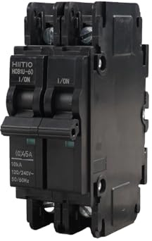 HIITIO Disjoncteur miniature AC 45 A 120 V/240 V 2 pôles Montage sur rail DIN (35 mm) Disjoncteur UL 489 certifié HCB1U-60 MCB