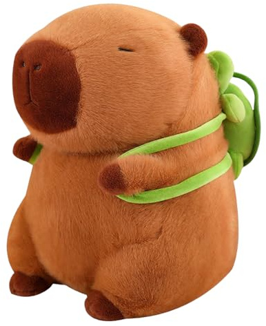 GNHG 25 cm großes Capybara-Plüschtier mit Schildkröten-Rucksack, braunes Plüschtier, Plüschkissen, Puppe, geeignet für Kinder und Erwachsene, Geschenk der Extraklasse（labubu original puppe）