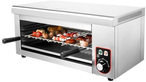 1500W Cheese Melter Grill, 110V Electric Commercial Steaks Grilling Broiler, 4 Levels 122-572°F Temp Range Stainless Steel Wall Mounted/Freestanding Cheesemelter Machine w/17.72x10.24'' Oil Tray