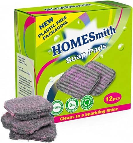HOMESmith 14 Pack Soap Pad - Scouring Cleaning Steel Wool Scrub Wash Hob Oven Kitchen Sink