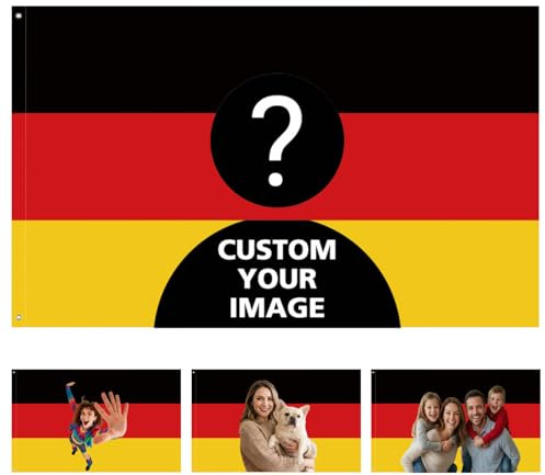 Personalisierte Deutschland Flagge Selbst Gestalten, Fahne Selbst Gestalten, Deutschland Gestalten Sie Ihre eigene Flagge mit Foto/Logo/Text für Schlafsäle Schlafzimmer Garten Jahrestag Party Bar Deko