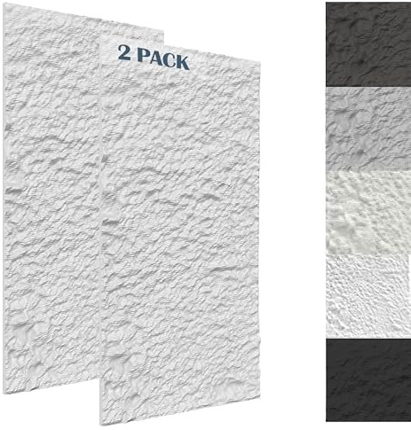 Aufun 3D Wandpaneele Steinoptik 120x60 cm, 3cm dick Polystyrol Wandverkleidung Innen, Leichte Deckenpaneele & Wandplatten, Stein Imitat, für Wohnzimmer Küche Bad Schlafzimmer, 2 Stück Weiß