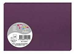 Clairefontaine 11321C Pack of 25 Plain Cards Format C6 11x15,5cm 210gsm Blackcurrant Invitation Correspondence Event Pollen Range Premium Smooth Paper