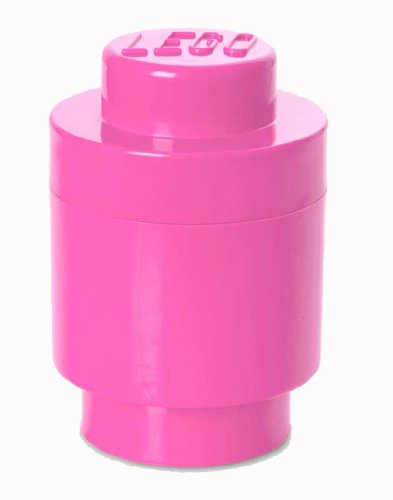 Room Copenhagen 40301739 Design Pop Moderne Boîte de Rangement Lego Rond 1 Plot Polypropylène Rose 18,3 x 12,3 x 12,3 cm