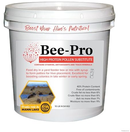 Mann Lake FD200 Bee-Pro Pollen Substitute, High Protein, Boosts Brood, Healthy Colony, Free from Animal by-Products, Rich in Vitamins & Amino Acids, 10 Lb Pail