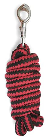 Führstrick mit Panikhaken für Pferd - Anbindestrick in verschiedenen stylischen Designs, Führleine, Anbindeseil Pony, Esel, Ziege (Rot/schwarz)