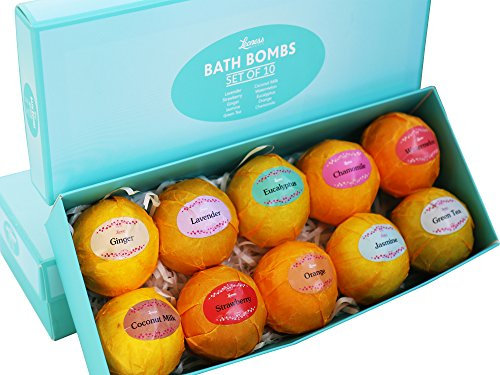 Badebomben Geschenkset - 10 einzigartige Düfte - tolle Geschenkidee für Frauen, Mutter, Mädchen, Teenager, Abschlussfeier, Valentinstag und Geburtstage - Spa Aromatherapie - Entspannung in einer Box
