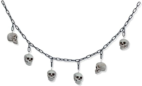 XL Totenkopf Girlande 177 cm – Halloween Deko mit 6 Schädeln | Realistische Schädeloptik · Wiederverwendbar · Für Wand, Tür & Fenster · 6 große Totenköpfe · Ideal für Halloween-Partys