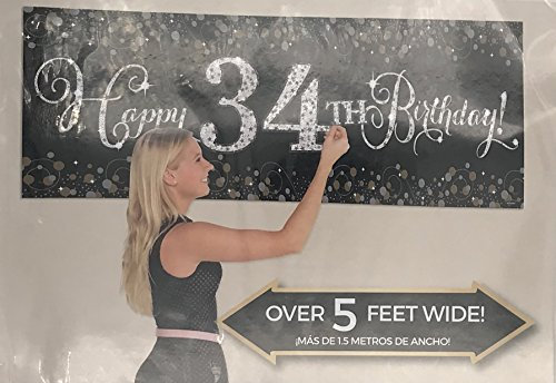 Carpeta Riesiger Deko-Banner * Happy Birthday * Plus 24 Buchstaben und Zahlen zum Aufkleben // Zahl 1 bis 100 möglich // Geburtstag Party Jubiläum
