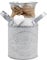 Garneck Rustikaler Blumenhalter Shabby Chic Metall Vintage Krug Vase für Hausgarten Bücherregal (Weiß)