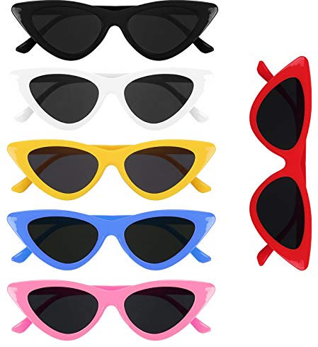 YOLOUP 6 Pcs Neon Brillen Set Partybrillen Lustige Dreieck Brille 1950s Jahre Kostüm Zubehör Damen Sonnenbrille Im 50er Retro Stil für Frau Karneval Mottoparty Kostümparty Geburtstagsparty 6 Farben