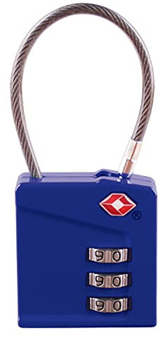 IFAM Candado TSA Cable de Combinación TrypLock, Color Azul, Máxima Seguridad, Suavidad de Rodillos, Con Clave y Más de 1.000 Combinaciones, Ideal Maletas, Bolsas, Maletines y Equipajes