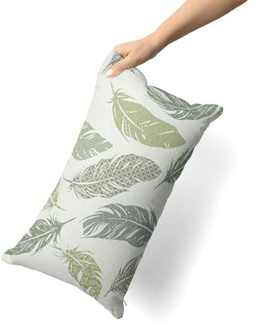 etérea Kissenbezug 80x80 Baumwolle - Pflegeleichter Bezug - Philou Federn Grün - natürlich weich - Kopfkissenbezug 80x80cm, 1 Stück