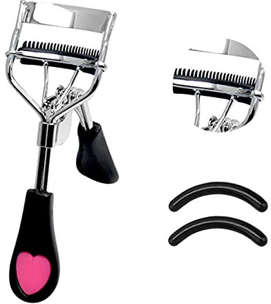 Dr.Pedi Wimpernzange mit Kamm, professionelles Make-up-Werkzeug mit Wimpernzange, Nachfüllpads