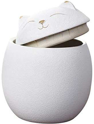 Angoily Multi-function Cat Design Ceramic Storage Jar Cute Tea Canister Lid for Food Spices Decorative Kitchen Accessory Easy to Clean Practical for Tea