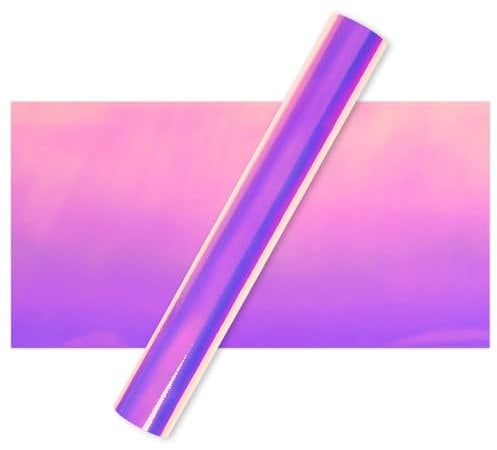 IModeur Opal Dark Purple Holographic Vinyl Roll - 30.5 x 152.5 cm (12'' x 5Ft) Purple Permanent Vinyl Self Adhesive Vinyl for Cup, Cricut Vinyl for Birthday Gift, Party Ornaments, Home Decor