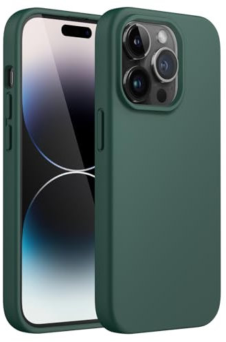 JETech Silicone Case for iPhone 14 Pro 6.1-Inch, Silky-Soft Touch Full-Body Protective Phone Case, Shockproof Cover with Microfiber Lining (Midnight Green)