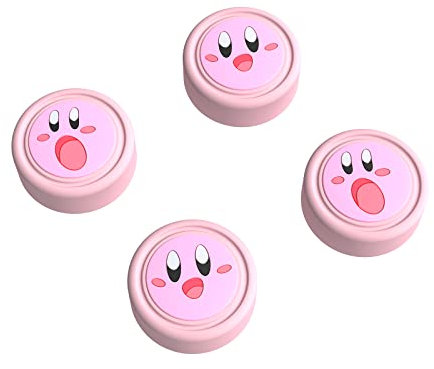 JINGDU Kappen Kompatibel mit Nintendo Switch Joystick,Weiche Silikon Thumb Grip Niedlich 3D Analog Stick Abdeckung für Switch/Switch OLED/Switch Lite,Kirby