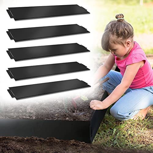 NAIZY Metall Rasenkante 5m-5 stück Mähkante Verzinkt 100 x 15 cm per Stück Anpassbare Flexibel Beetumrandung für Gartenpflanzen Gemüseanbau Floral, Schwarz