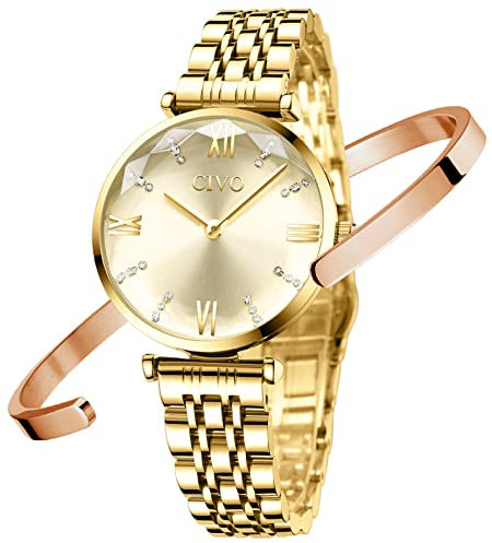 CIVO Orologio Donna Set Acciaio Inossidabile Impermeabile Minimalista Orologi da Polso Donna Analogico Affari Sportivo