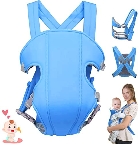 Babytrage Neugeborene Ab Geburt, Multifunktionale Leichte Babytrage, Atmungsaktive Babytrage, Verstellbares Design, 3-In-1-Gurte Vorne und Hinten, Geeignet für Babys von 7,7 Bis 33 Lbs, Kinder (Blau)