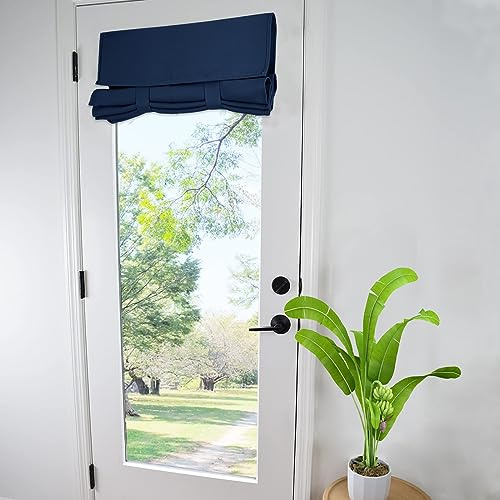 WdFour Small French Door Curtains with Silky Feel Thermal Insulated Noise Reducing Blackout Curtains for Glass Door Office (30W x 70L, 1 Panel, Navy Blue)