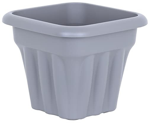 Wham 25cm Square Planter Plastic Lightweight Flower Pot Grey Flower Garden Basket