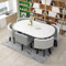 EYEWEB Esstisch und Stühle Set Essstühlen Profi Besprechungstisch oval, 6 Pers Konferenztisch Meetingtisch for Zuhause, Familie (Color : Grey)