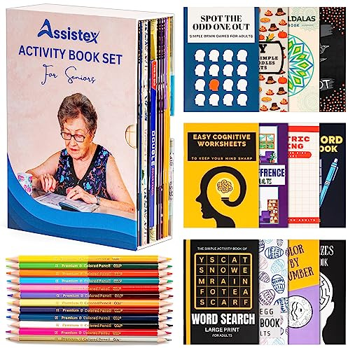 Großes Aktivitätsbuch-Set und einfache Gedächtnis-Puzzles für Senioren – Alzheimer-Aktivität für Erwachsene – für Patienten im Pflegeheim – Schlaganfall-Reha