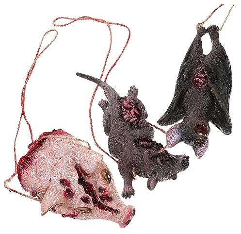 Toyvian 3stücke Halloween-hängedekoration Gruselige Schweinsköpfe Fledermäuse Und Mäuse Szenendekoration Für Innenräume Partyartikel Für Halloween-Partys