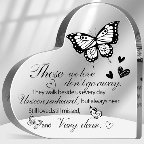 Those We Love Don't Go Away Sign, Loss of Loved One Sympathy Gift, Memorial Gifts for Loss Keepsake, In Memory of Loved One Sign, Grief Bereavement Remembrance Plaque Decor for Family Members