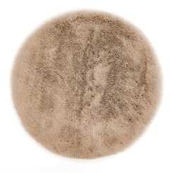 -LUXOR- living Sitzkissen Coste - Kunstfell Stuhlauflage als Deko Wohnzimmer oder Stuhlkissen - gemütliches Sitzkissen Stuhl Dekokissen 40 x 40 cm rund Taupe 4er Set