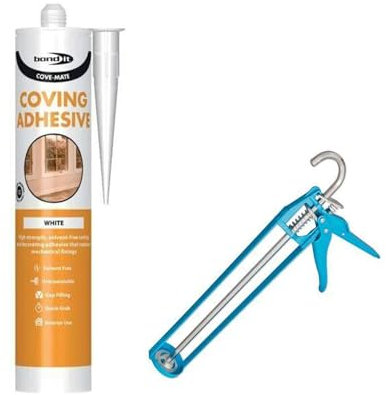 Bond It Cove Mate Coving Decoration Adhesive Gap Filling Grab EU3 Tube With Sealant Gun Silicone Sealants Caulk/Joint Glue SKIRTING BOARDS