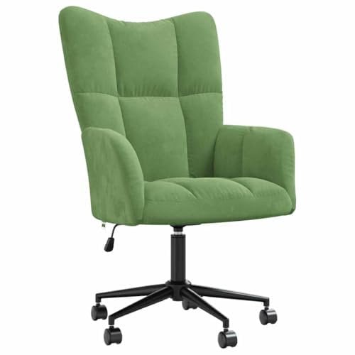 vidaXL Relaxsessel mit Rollen Höhenverstellbar Drehbar Fernsehsessel Polstersessel Polsterstuhl Relaxstuhl Sessel Ohrensessel Wohnzimmer Hellgrün Samt