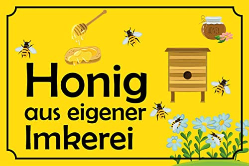 mrdeco Holz Schild 12x18cm Honig aus eigener Imkerei Holzschild