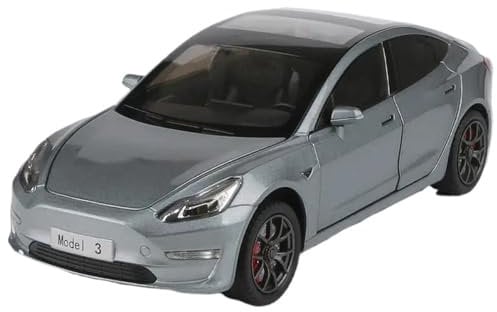 CUTSUGOK maßstabsgetreues Auto 1:24 für Tesla Model 3 Hohe Simulation Legierung Auto Modell Druckguss Metall Auto Modell mit Sound und Licht Modellfahrzeug zum Sammeln(A)